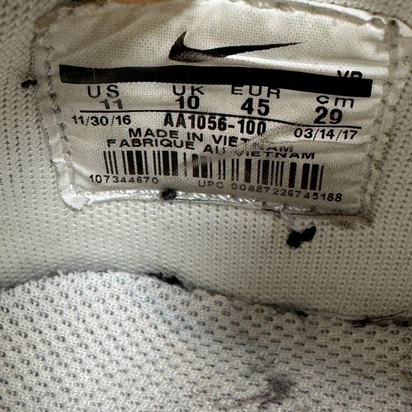 Size 11 Nike Dunk Low Canvas White Gum Black Mens Lace-Up Sneakers AA1056-100 - Picture 11 of 12